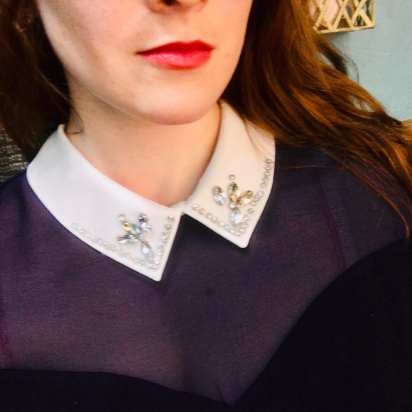 Faith and Joy Jewel Collared Bell Sleeve Blouse - Picture 3 of 13